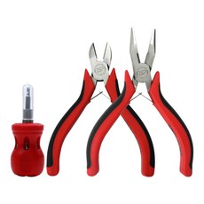 Queens Stubby Tool Mini 3 件套, 迷你鉗+迷你長鼻鉗+7合1迷你螺絲起子, 1組