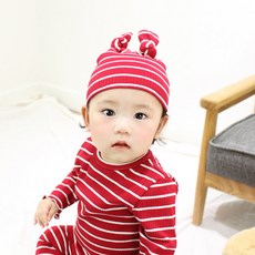 ALOHAJ 嬰兒條紋印花造型帽