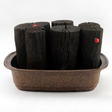 행복한세상 참숯2kg + 사각수반 화분 브라운, 1개