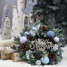 Dow F&G復古粉彩聖誕花環 30, 藍色