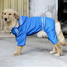 슈퍼식스 대형견 고급 우비 올인원, 블루, 1개