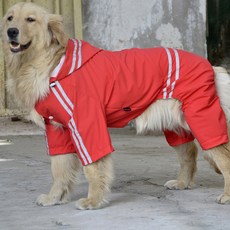 슈퍼식스 대형견 고급 우비 올인원, 레드, 1개