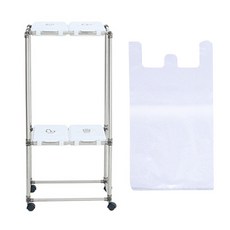 리빙해피 클링 화이트 분리수거함 4p 실속형 + 봉투 100p, 실버 + 화이트, 1세트