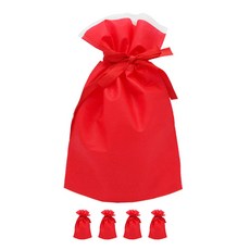 도나앤데코 더블리본 선물 복주머니 부직포백 대 36 X 53 cm, 레드, 5개입