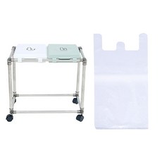 LIVING HAPPY Kling 迷你分類垃圾桶 2入 + 垃圾袋 100入, 銀色 + 開心果色 + 白色, 1套