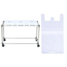 Living Happy迷你分類回收箱 白色 3格+垃圾袋 100入, 銀色+白色, 1套