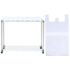 리빙해피 클링 화이트 스윙 분리수거함 4p + 봉투 100p, 실버 + 화이트, 1세트