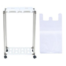 LIVING HAPPY 分類垃圾袋掛架 垃圾蓋 2入+清潔垃圾袋 100入, 銀色+白色, 1套