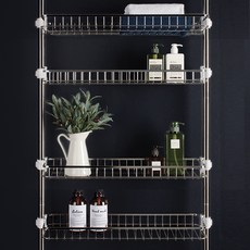 deHUb 一鍵鎖定 不鏽鋼方形浴室置物架400 4層, 混合顏色, 1個