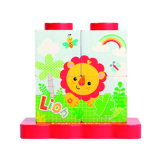 fisher-price 費雪 木灣我的孩子的個積木拼圖拼搭遊戲5p套組, 混色