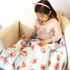 bebe chouette 水蜜桃印花超細纖維毯, 藍色