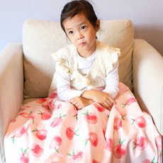 bebe chouette 桃子印花午睡棉毯, 粉色