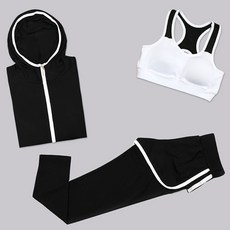 NAYA STYLE 女款連帽拉鍊式瑜珈服+運動內衣+短褲緊身褲