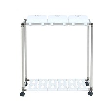 LIVING HAPPY Kling 白色搖蓋式分類垃圾桶 3入 + 分類垃圾桶專用貼紙, 分類垃圾桶(銀色 + 白色), 貼紙(TEXT 黑色), 1套