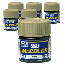 GSI 군제 락카병 프라모델 도료 C-321 6개입, LIGHT BROWN(반광)