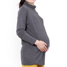 캐리루시 임산부 이중목폴라 티셔츠