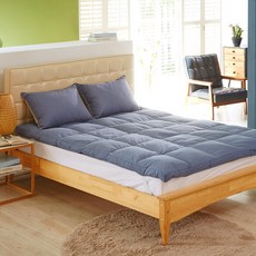 라뽐므 순면 구스 토퍼매트리스 4kg + 커버 세트, 연블루