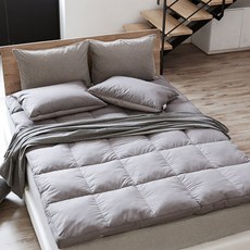 라뽐므 순면 구스 토퍼매트리스 6kg + 커버 세트, 다크그레이