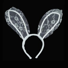 이엘피코리아 레이스 바니 파티용 머리띠, 화이트, 1개