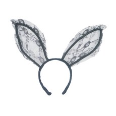 이엘피코리아 레이스 바니 파티용 머리띠, 블랙, 1개