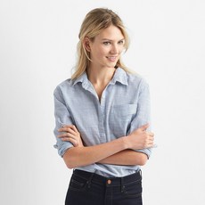 갭 여성용 보이프렌드 핀스트라이프 팝오버 셔츠