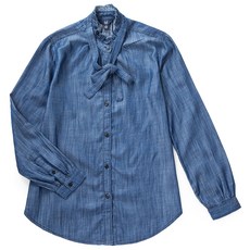 갭 여성용 TENCEL 러플 타이넥 셔츠