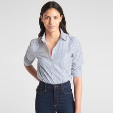 갭 여성용 정사이즈 포플린 보이프렌드 스트라이프 셔츠