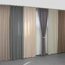 NASANDECO 100%亞麻天然纖維混搭窗簾 RS6-6, 布利伍德, 砂岩色, 海貝米色, 自然灰色, 玉米米色, 橡木棕色