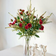 Artyparty 特別禮物玫瑰室內人造花玻璃花瓶套組 43 厘米, 混色