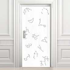 設計師系列玄關門貼 萬花筒 夢幻星座 12種 高級木紋, 白色的