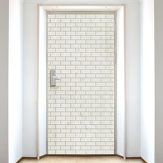 設計師系列玄關門貼紙復古磚紋高級壓花木紋, 象牙