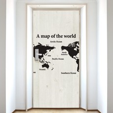 設計師門玄關門貼 復古世界地圖高級壓花木紋, 象牙