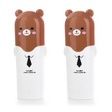 DM I Love Home 可愛動物旅行牙刷盒 棕色, 2個