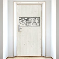 設計師系列玄關門貼紙復古風格街頭02高級壓花木紋, 象牙