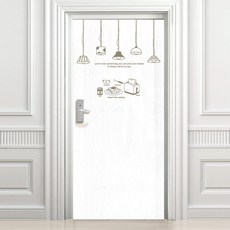 設計森林 玄關門壁貼 復古風格 簡約兄弟燈 12 高級木紋, 白色