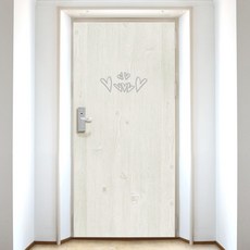 Design Soopul 玄關門貼紙 復古風格 可愛愛心 高級壓花木紋, 象牙白