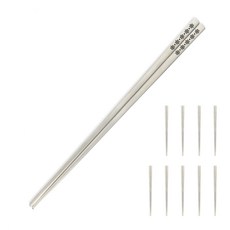 생활만 스노우플라워 젓가락, 실버, 10개입