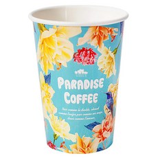 롯데이라이프 디자인 플라워 종이컵 스카이 365ml, 1개입, 50개