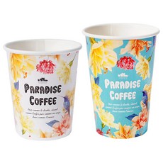 롯데이라이프 디자인 플라워 종이컵 화이트 280ml 50p + 블루 365ml 50p, 1세트