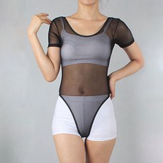 CHORUS LINE 有氧短袖網眼一九緊身衣, 黑色的