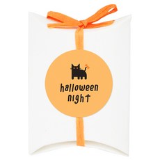 Donna&deco 極小半月盒 白色30入 + 萬聖節可愛萬聖節小貓咪5公分貼紙30入 + 拉菲草繩 橘色 20M, 1套