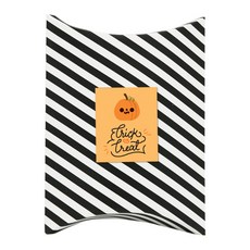 Donna&deco 條紋半月盒M 黑色 10入 + 萬聖節可愛 trick or treat 可愛南瓜方形4cm貼紙 10入, 1套