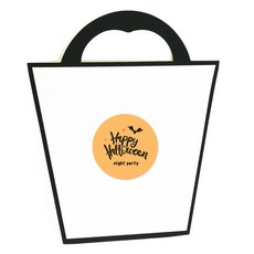 Donna&deco 紙質提把回禮迷你購物袋 黑色 10入 + 萬聖節可愛快樂萬聖節 night party 蝙蝠 7cm貼紙 10入