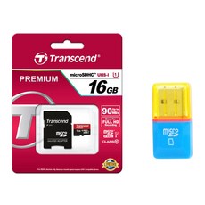 트랜센드 micro SDHC Class10 UHS-I Premium 400X TS16GUSDU1 + USB 전용리더기, 16GB, 1개