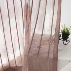 Apoaroom Any Stripe 亞麻風紗簾, 棕色