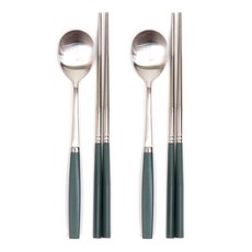 RAONNURI Perfect Grip 韓式餐具組 卡其色, 1套, 湯匙 2p + 筷子 2p