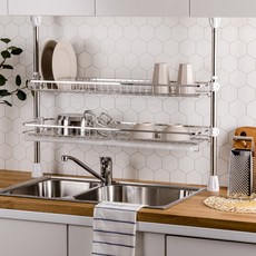 deHUb 頂天立地雙層不鏽鋼餐具瀝水架, 混色