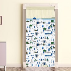 蒙奇世界 玄關門貼紙 Air-free 聖托里尼村莊, 混合顏色