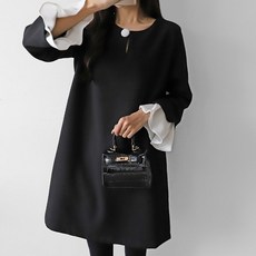 BONBONSTORY 荷葉袖孕婦連身裙