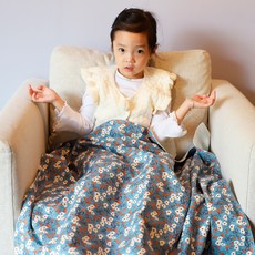 bebe chouette 圖案印花3層加厚式棉紗睡毯, 混色